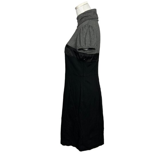 Theory Dress Womens 6 Wool Blend Grey Black Turtleneck Short Sleeve Shift Flaw* - Picture 4 of 15